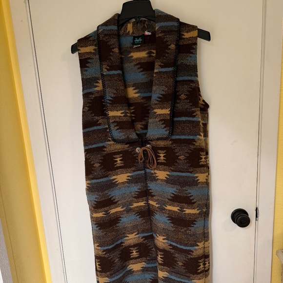 Vintage Mazmania Southwestern Long Fleece Vest Large Made in USA - Picture 10 of 10